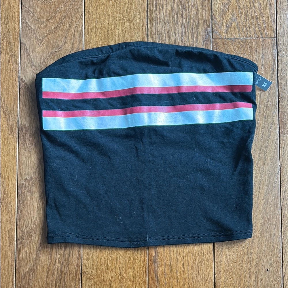 Victoria's Secret Red and Black Strapless Crop Top